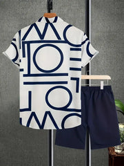 White Alphabet Design Men's Half Sleeves Cords Cotton Material - XPCRDH