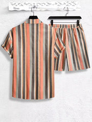 Mandala Stripes Design Mens Half Sleeves Cords Cotton Material - XPCRDH
