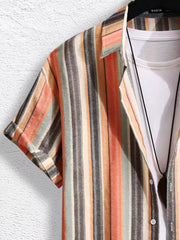 Mandala Stripes Design Mens Half Sleeves Cords Cotton Material - XPCRDH