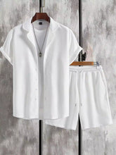 White Solid Design Mens Half Sleeves Cords Cotton Material - XPCRDH