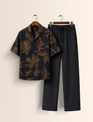 Black Leaves Unisex Half Sleeve Full Pant Cords - XPCRDF