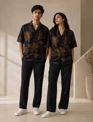Black Leaves Unisex Half Sleeve Full Pant Cords - XPCRDF