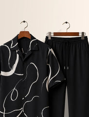Black Waves Unisex Half Sleeve Full Pant Cords - XPCRDF