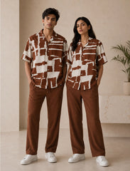 Brown Patches Unisex Half Sleeve Full Pant Cords - XPCRDF