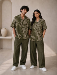 Green Embedded Unisex Half Sleeve Full Pant Cords - XPCRDF
