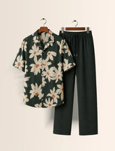 Green Leaves Unisex Half Sleeve Full Pant Cords - XPCRDF