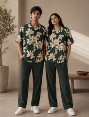 Green Leaves Unisex Half Sleeve Full Pant Cords - XPCRDF