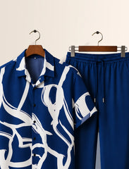 Navy Crack Unisex Half Sleeve Full Pant Cords - XPCRDF