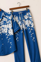 Navy Wht Floral Mens Full Pant Co-ords - XPCRDF