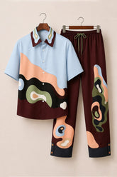 Oil Paint Brown Mens Full Pant Co-ords - XPCRDF