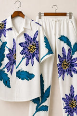 Purple Flower Mens Full Pant Co-ords - XPCRDF