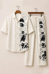 Side Black Flower Mens Full Pant Co-ords - XPCRDF