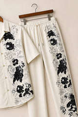 Side Black Flower Mens Full Pant Co-ords - XPCRDF