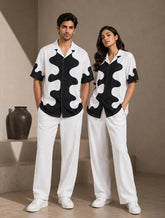 White Dissolve Unisex Full Pant Co-ords - XPCRDF