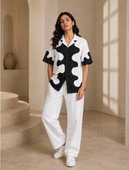White Dissolve Unisex Full Pant Co-ords - XPCRDF