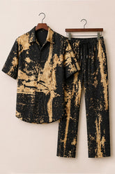 Yellow Black Scratch Mens Full Pant Co-ords - XPCRDF