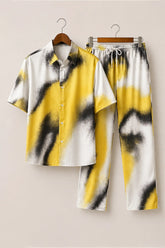 Yellow Patch White Mens Full Pant Co-ords - XPCRDF