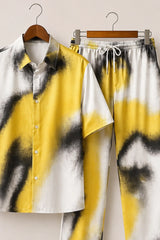 Yellow Patch White Mens Full Pant Co-ords - XPCRDF