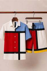 Red Blue Blocks Half Pants Cords - XPCRDH