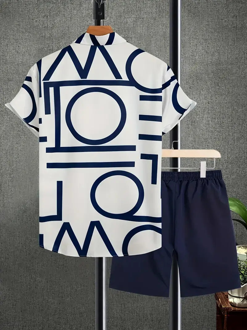 White Alphabet Design Men's Half Sleeves Cords Cotton Material - XPCRDH