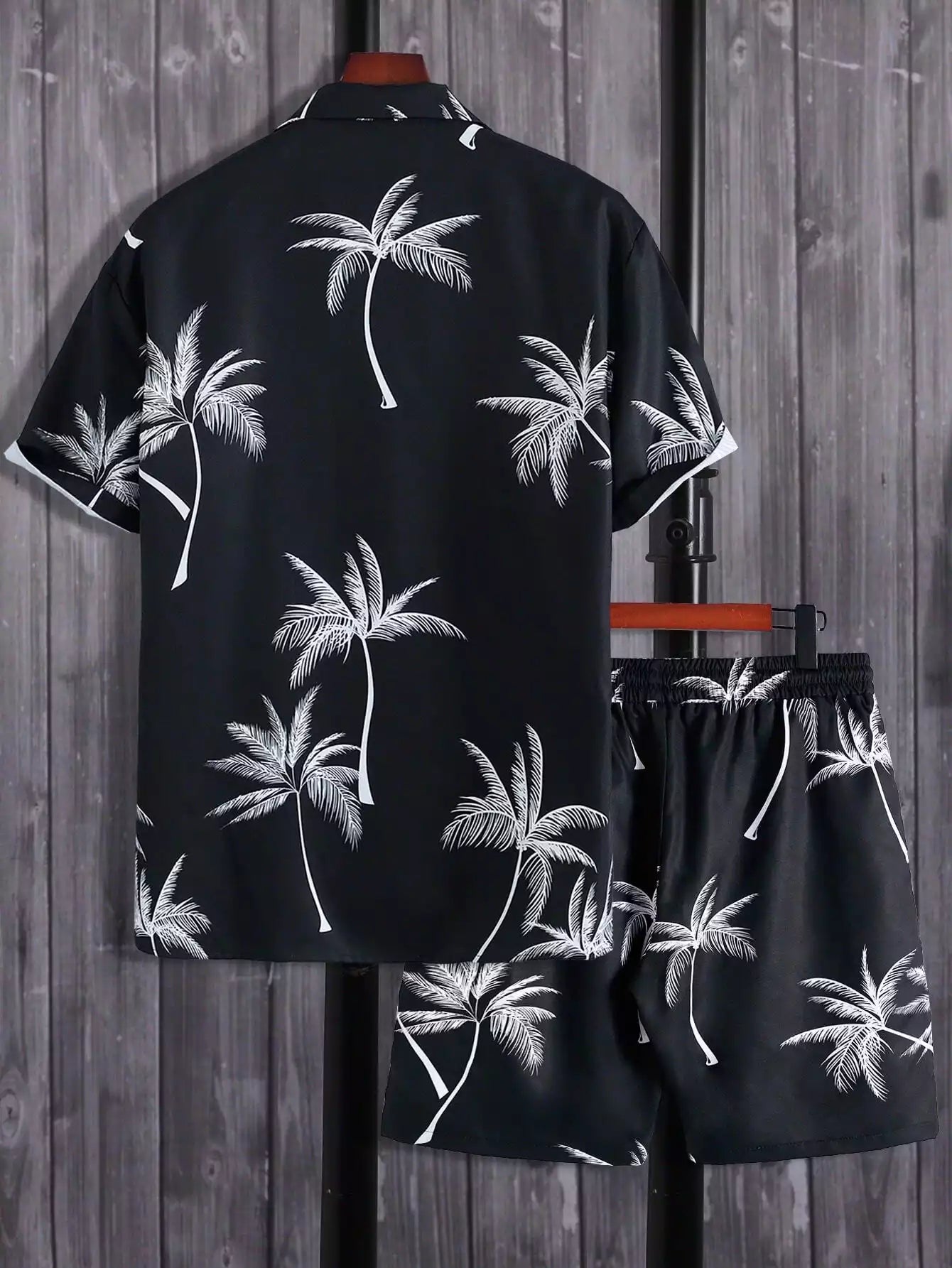 Black Floral Design Mens Half Sleeves Cords Cotton Material - XPCRDH