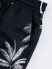 Black Floral Design Mens Half Sleeves Cords Cotton Material - XPCRDH