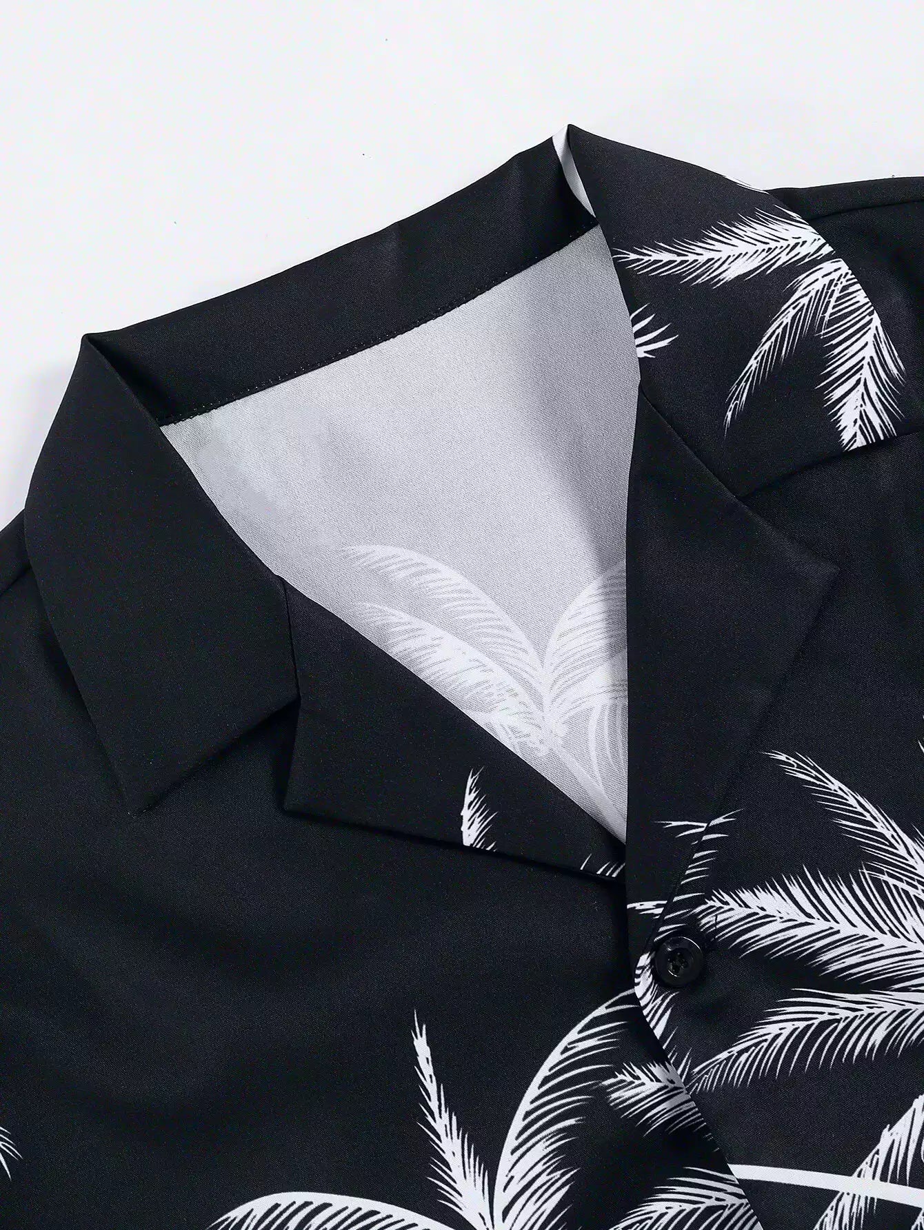 Black Floral Design Mens Half Sleeves Cords Cotton Material - XPCRDH