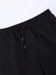 Black Solid Design Mens Half Sleeves Cords Cotton Material - XPCRDH
