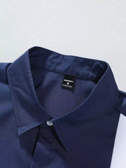 Navy Blue Strip Design Mens Half Sleeves Cords Cotton Material - XPCRDH