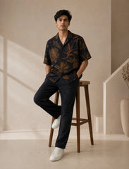 Black Leaves Unisex Half Sleeve Full Pant Cords - XPCRDF