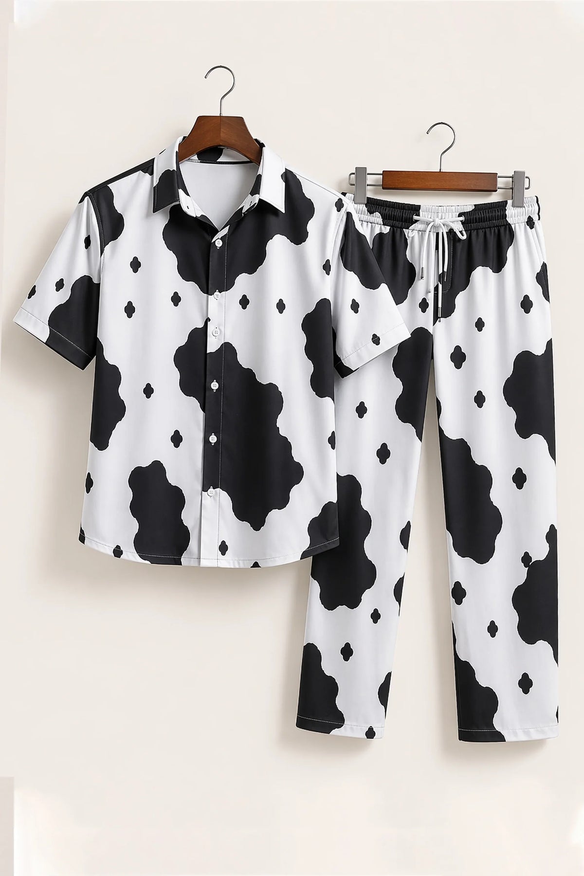 Black Dotted Design Mens Full Pant Co-ords - XPCRDF