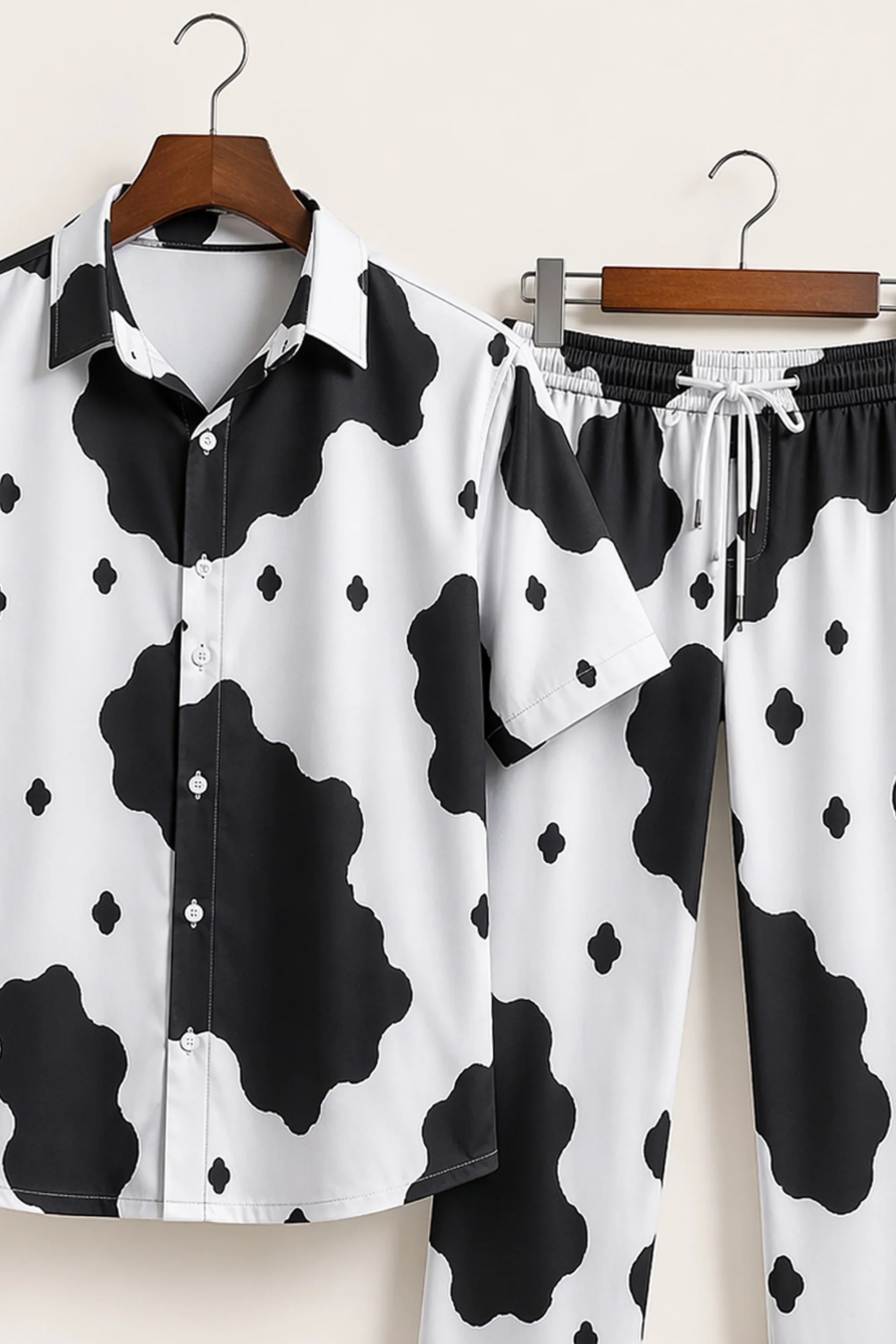 Black Dotted Design Mens Full Pant Co-ords - XPCRDF