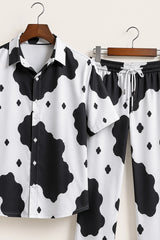 Black Dotted Design Mens Full Pant Co-ords - XPCRDF