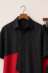 Black Red Patch Mens Full Pant Co-ords - XPCRDF