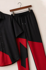 Black Red Patch Mens Full Pant Co-ords - XPCRDF