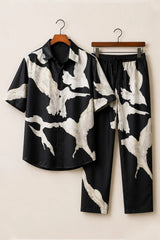 Black White Bird Mens Full Pant Co-ords - XPCRDF