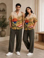 Brown Drawing Unisex Full Pant Co-ords - XPCRDF