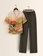 Brown Drawing Unisex Full Pant Co-ords - XPCRDF