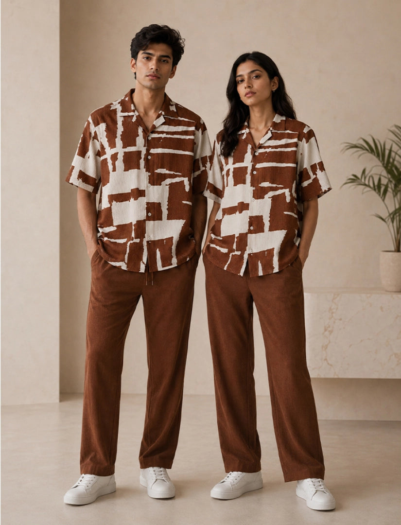 Brown Patches Unisex Half Sleeve Full Pant Cords - XPCRDF