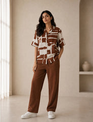 Brown Patches Unisex Half Sleeve Full Pant Cords - XPCRDF