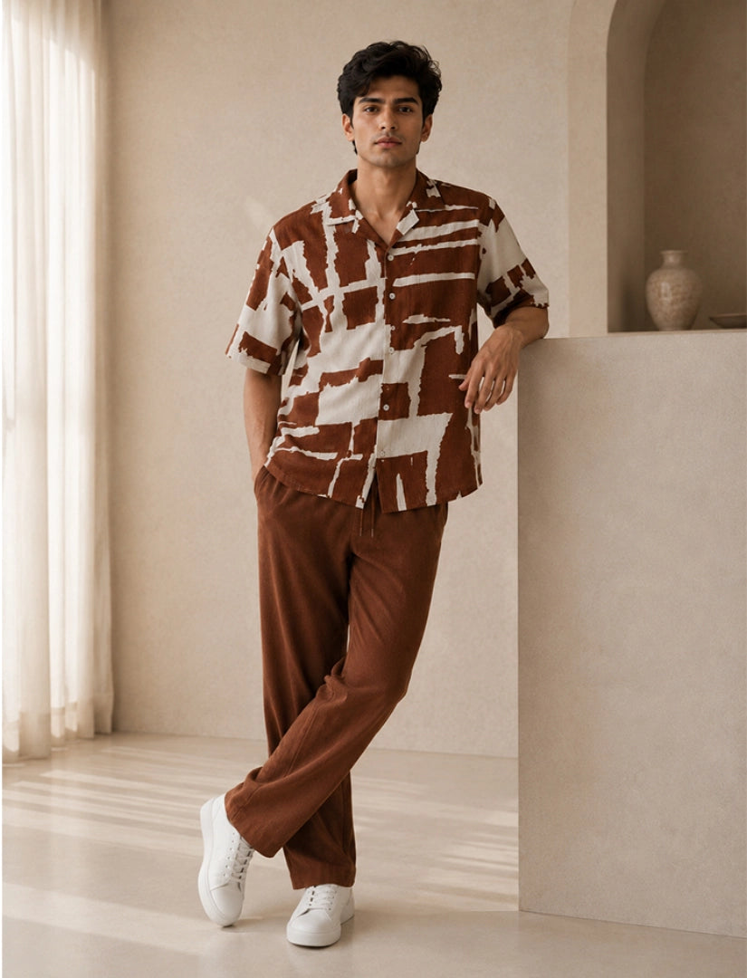 Brown Patches Unisex Half Sleeve Full Pant Cords - XPCRDF