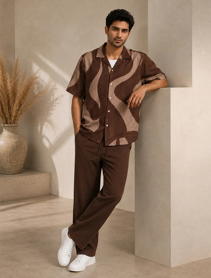 Brown Navy Unisex Full Pant Co-ords - XPCRDF