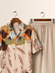 Cream Leaf Unisex Half Sleeve Full Pant Cords - XPCRDF