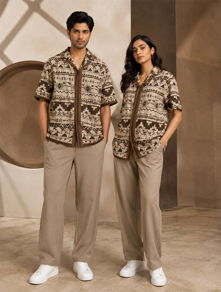 Cream Pixels Unisex Full Pant Co-ords - XPCRDF