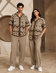 Cream Pixels Unisex Full Pant Co-ords - XPCRDF