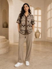 Cream Pixels Unisex Full Pant Co-ords - XPCRDF
