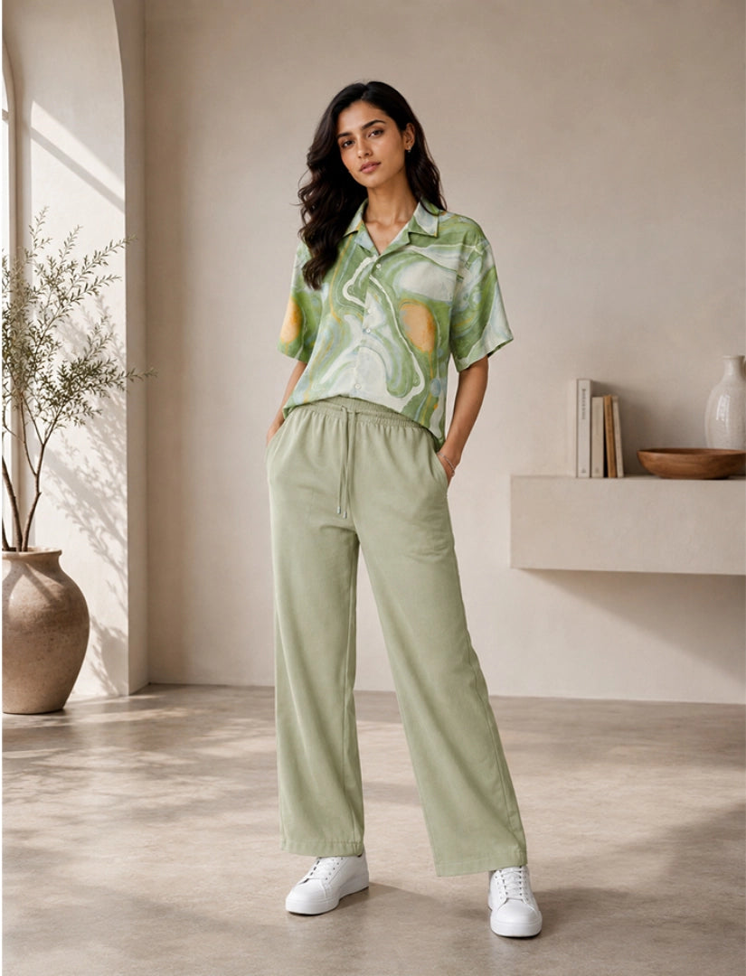 Green Dissolve Unisex Half Sleeve Full Pant Cords - XPCRDF