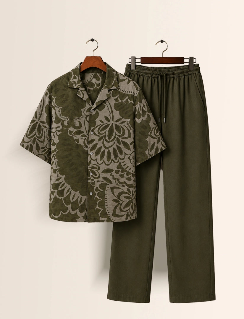 Green Embedded Unisex Half Sleeve Full Pant Cords - XPCRDF