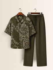 Green Embedded Unisex Half Sleeve Full Pant Cords - XPCRDF