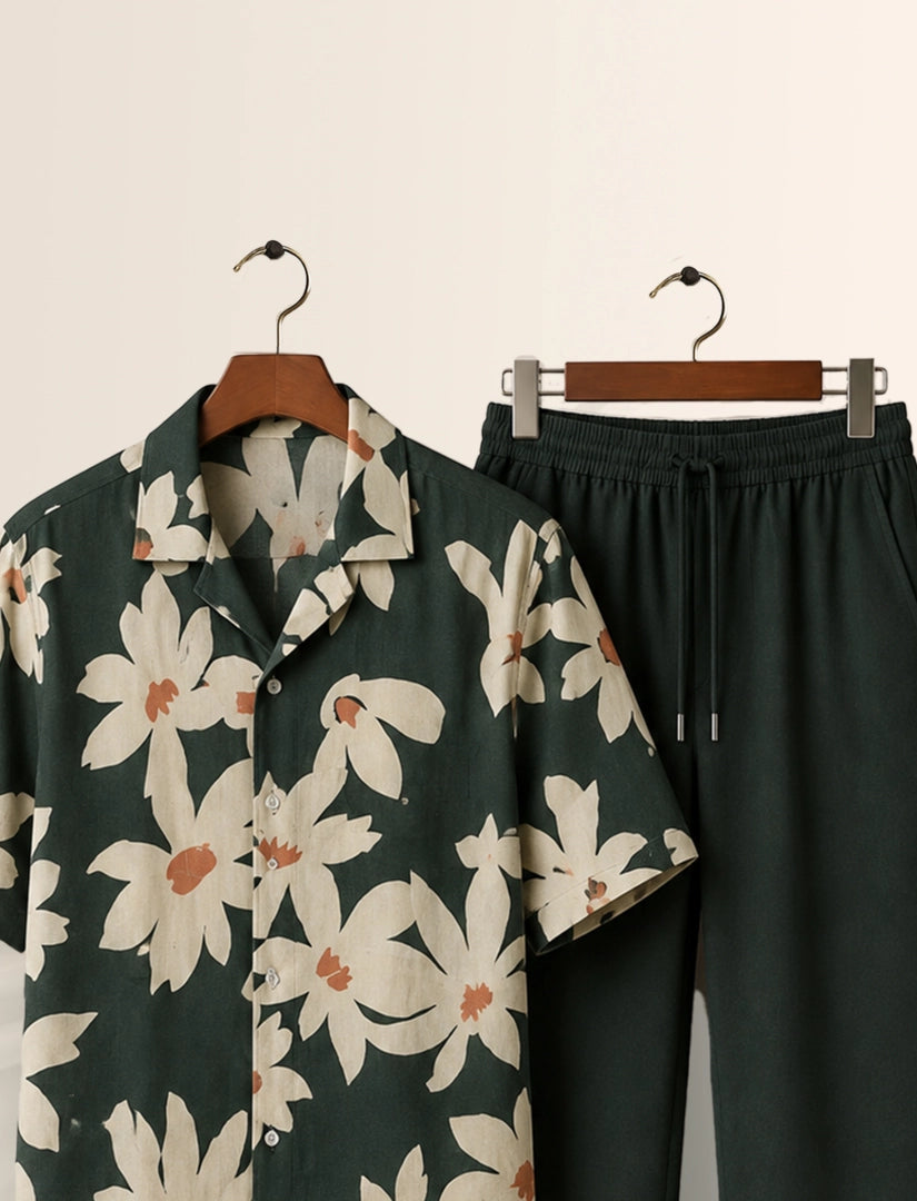 Green Leaves Unisex Half Sleeve Full Pant Cords - XPCRDF